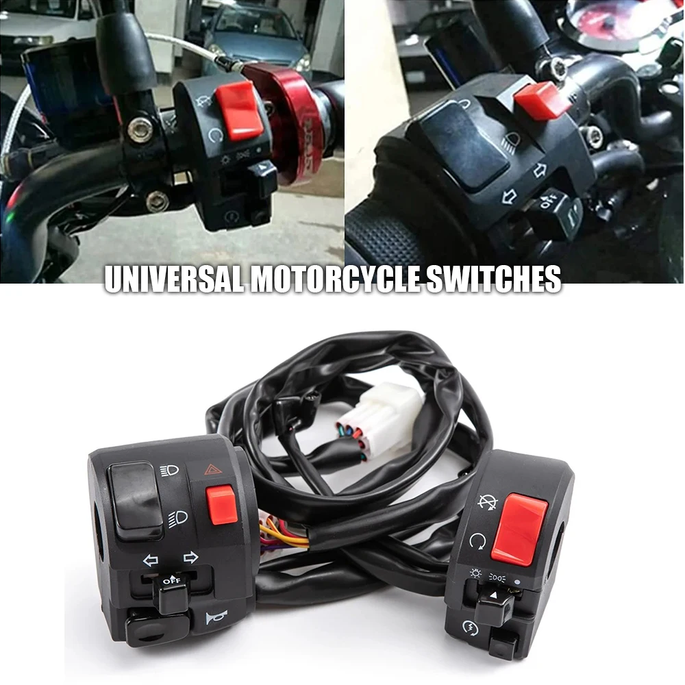 Interruttori universali per moto da 22 mm Pulsante clacson per moto Indicatore di direzione Interruttore del controller del manubrio di avvio della luce fendinebbia elettrico