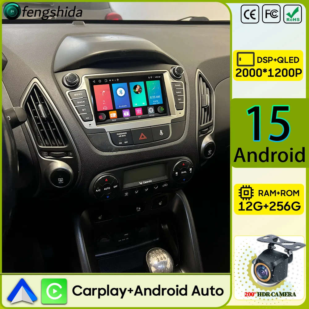 Autoradio Carplay Per Hyundai Tucson 2 LM IX35 2009-2015 Navigazione GPS Android 15 Android Auto Car Monitor Video 4G No 2din DVD