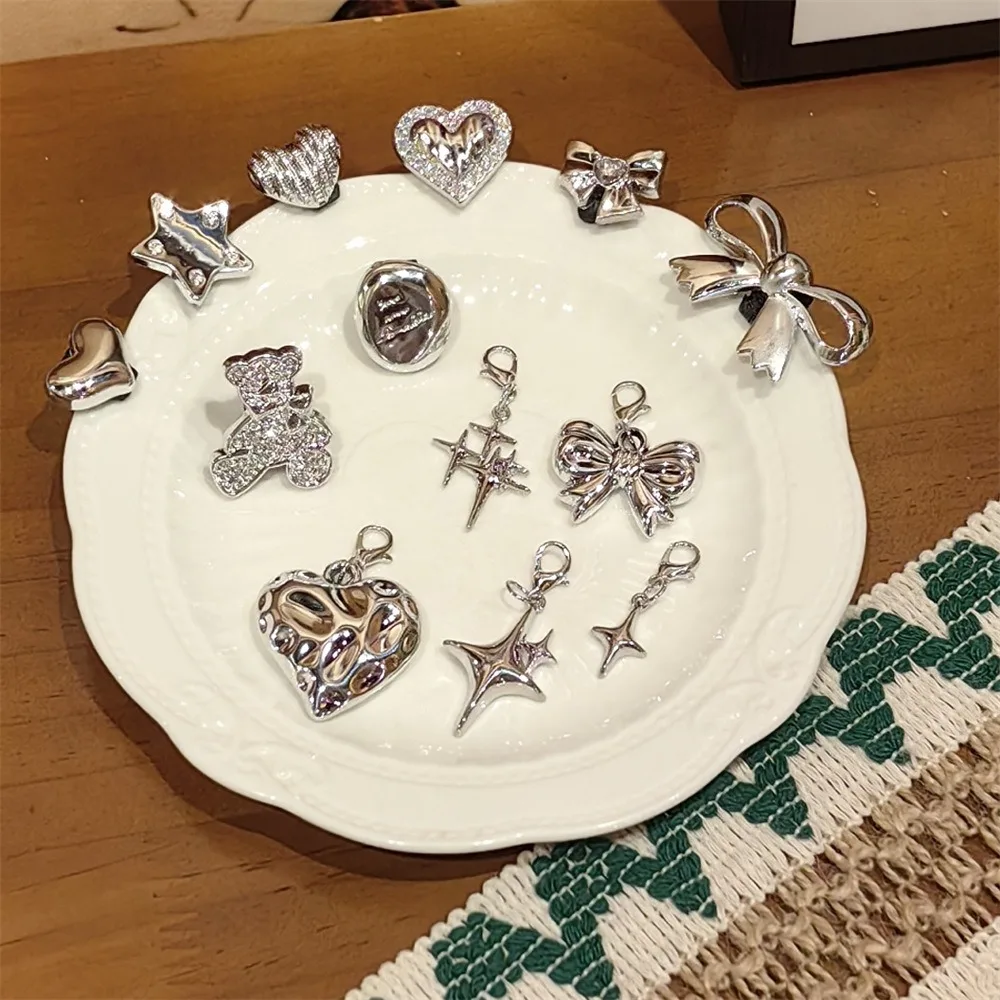 Fashion Silver Love Diamond Bow Schnürsenkel, Schnalle, Blume, dekorative Sport-Schnürsenkel, 1 Stück, mit Charms-Zubehör Image