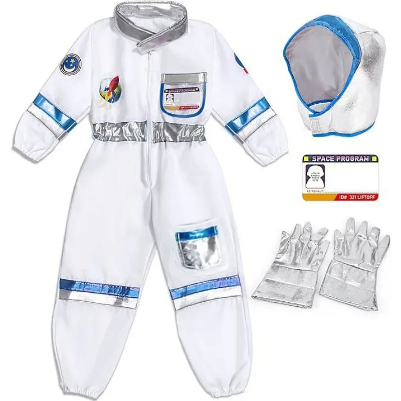 Kinder Silber Astronaut Cosplay Kostüm Film Rolle Spielen Raumanzug Kind Identische Raumfahrer Kleidung für Karneval Party Image