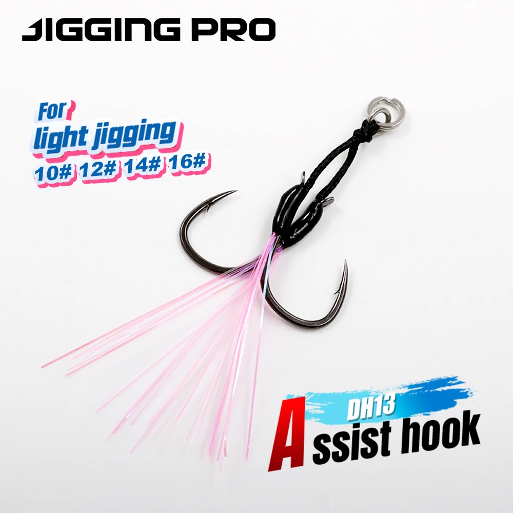 Jigging Pro Micro Jig Light Jigging 10 # 12 # 14 # 16 # Iseama Double Assist Haken Salzwasser Angelhaken aus Kohlenstoffstahl Image