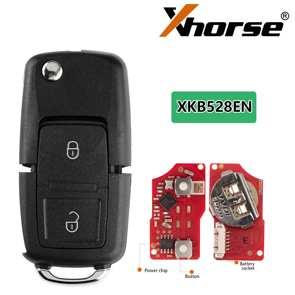 XHORSE XKB528EN Universeller Funkschlüssel im B5-Stil, 2 Tasten, Klappschlüssel, zweite Generation, Auto-Funkschlüssel für VVDI, englische Version Image