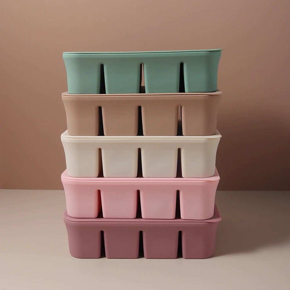 12-Gitter-Eiswürfelform-Box aus Silikon, quadratisch, für die Küche, stapelbar, zum Selbermachen, Whiskypresse, Babynahrung Image