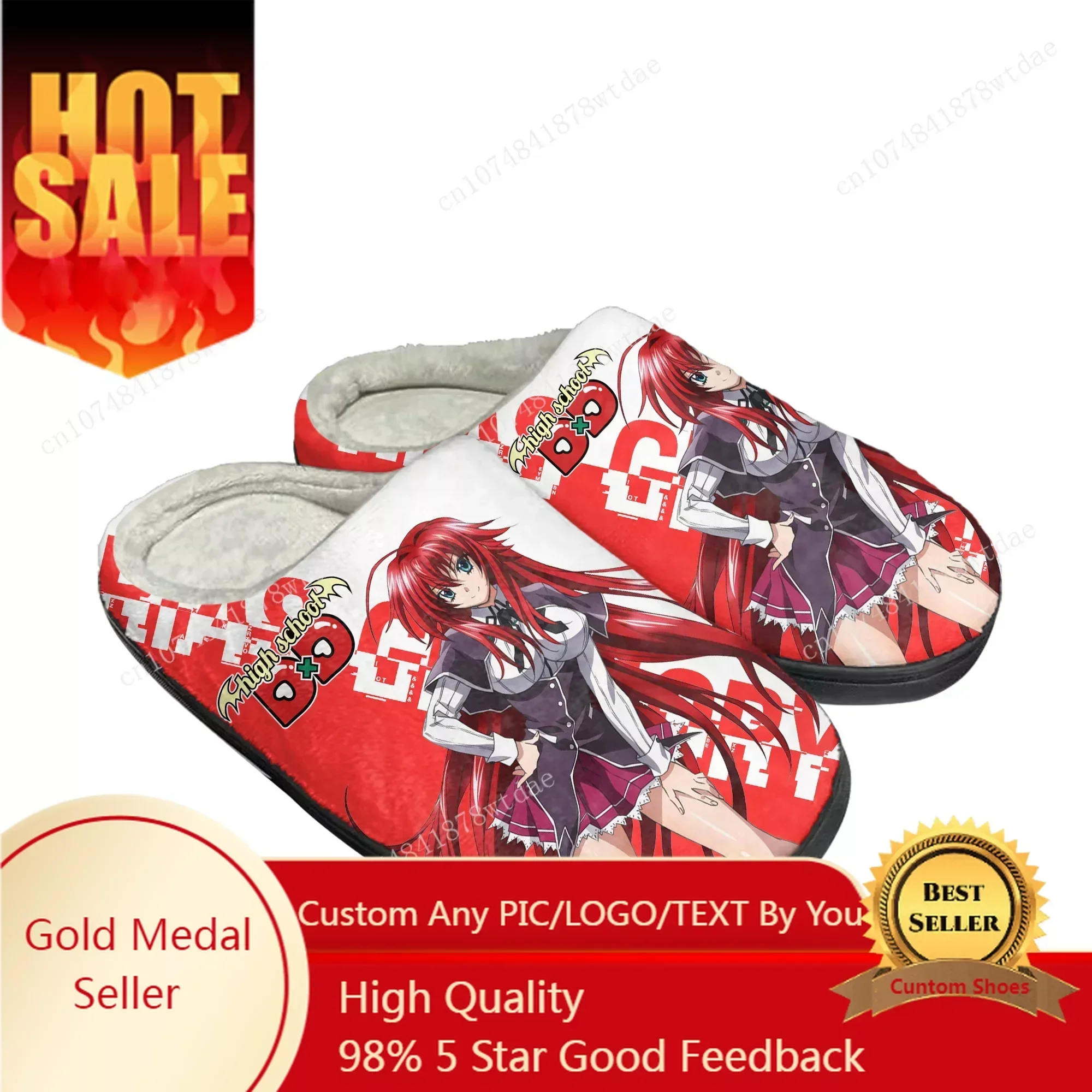 Anime High School DxD Home Baumwolle Hausschuhe Aldult Rias Gremory Plüsch Schlafzimmer Casual Warm Halten Schuh Benutzerdefinierte Thermo Indoor Slipper