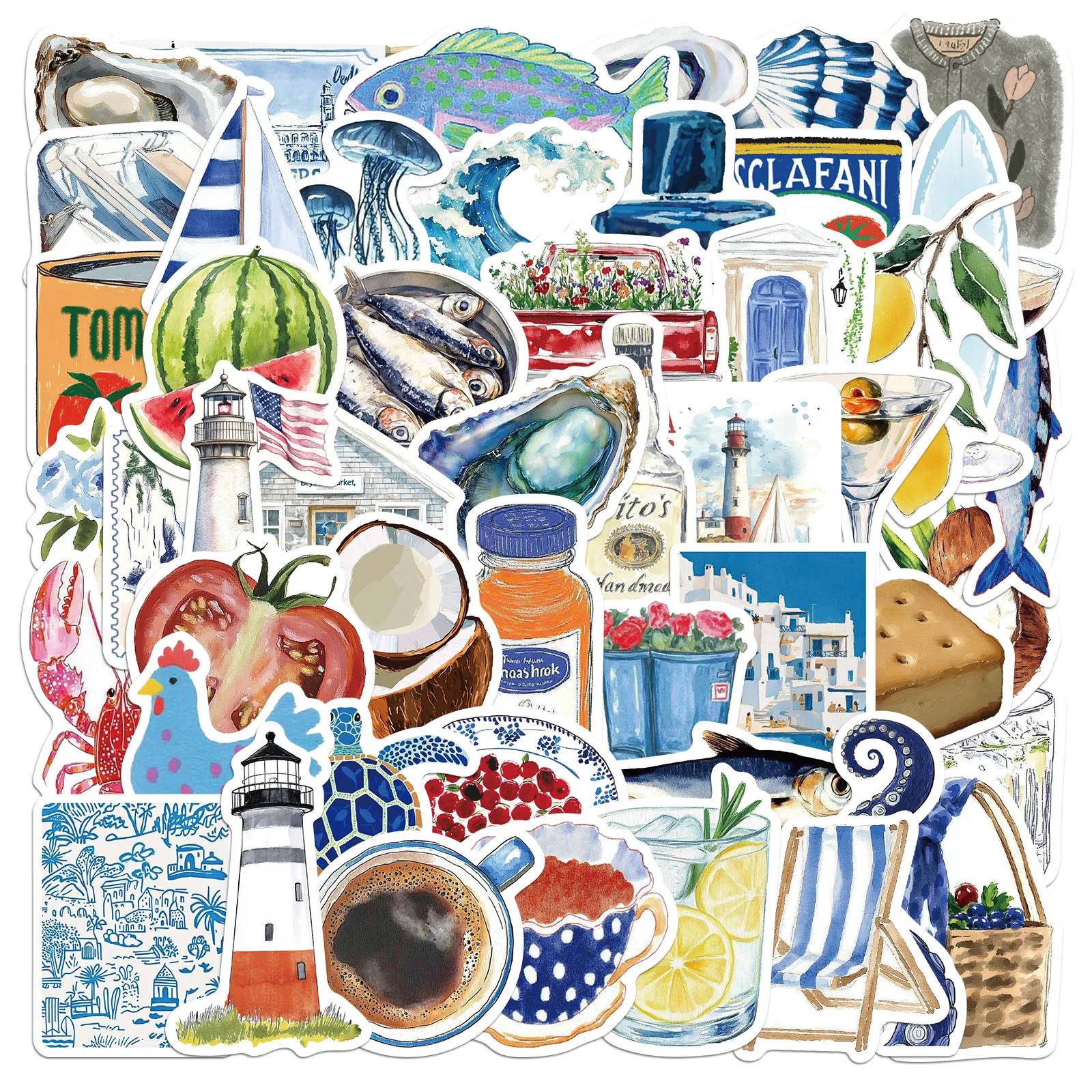 50Pcs Cartoon Offenes Meer Aufkleber Aufkleber Für Telefon Laptop Sammelalbum Skateboard Koffer DIY Ästhetische Aufkleber Kreative Geschenke Image