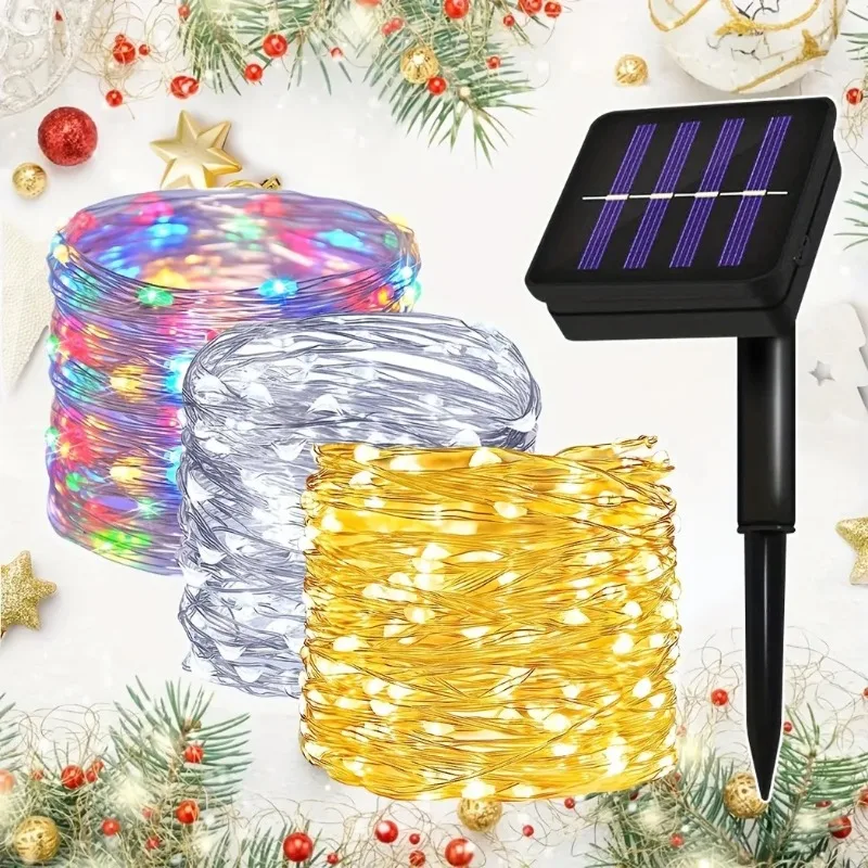 Solar-LED-Lichterkette, 50–300 LED-Weihnachtsdekoration für den Außenbereich für Garten, Baum, Kranz, Urlaub, Zuhause, Party, DIY