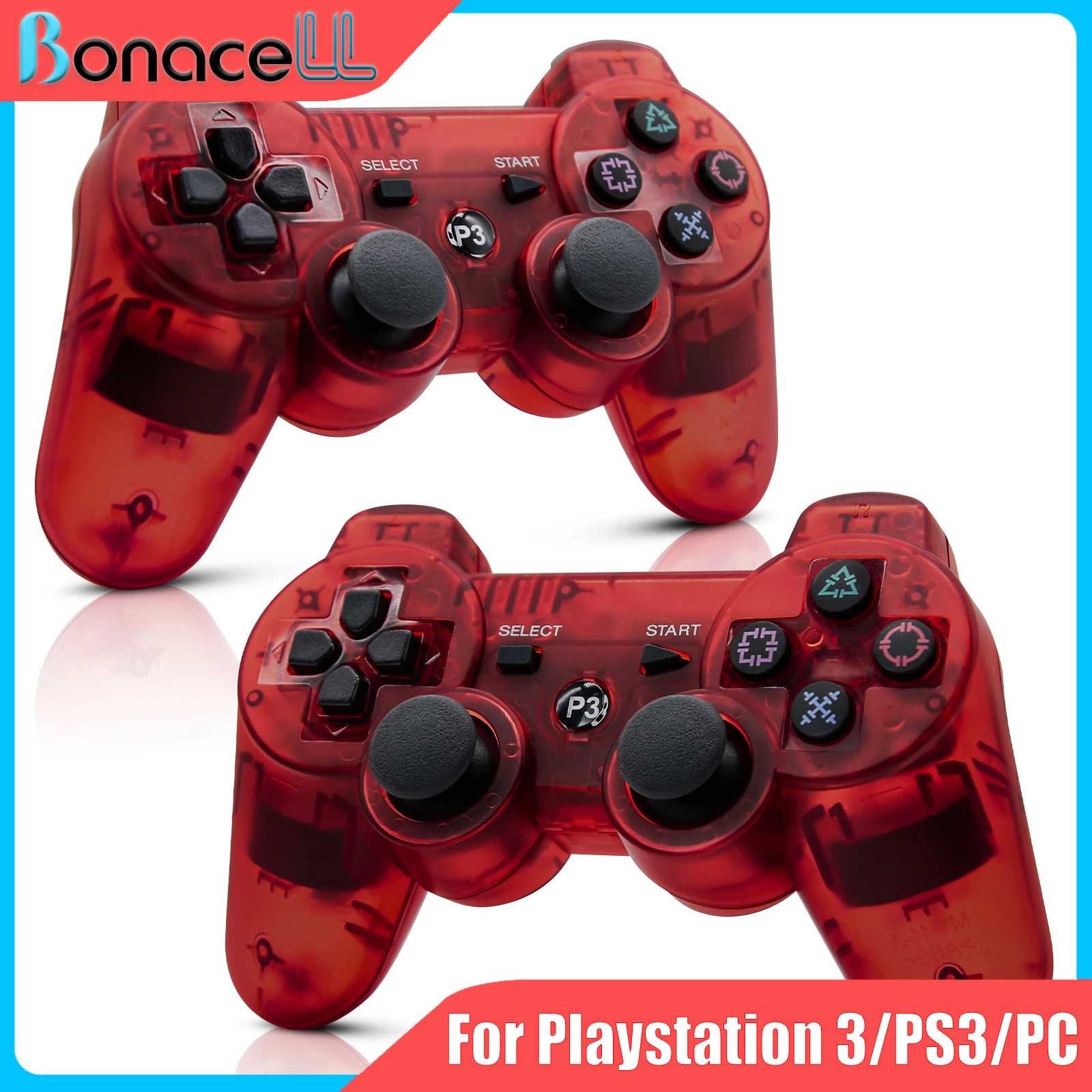 BT Kabelloser Controller für Playstation3/PS3/PC/Android TVs Konsolen 6-Achsen-Gyroskop 360 ° Spiel-Joystick 650mAh Dual-Vibration Gamepad Image