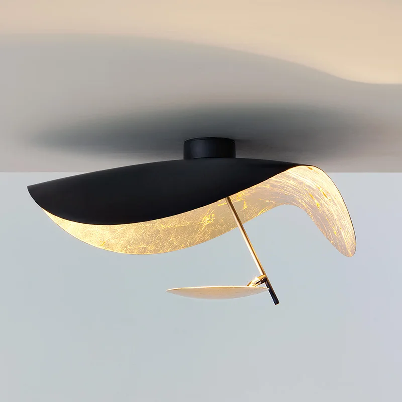 Industrielle decke lampe Designer Lotus Blatt Lampe Eisen schwarz und gold decke licht für Wohnzimmer Schlafzimmer küche design lichter