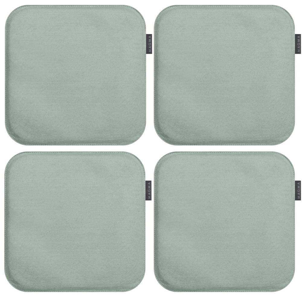 Galettes de chaises carrées vert de gris - Lot de 4 - env. 35x35