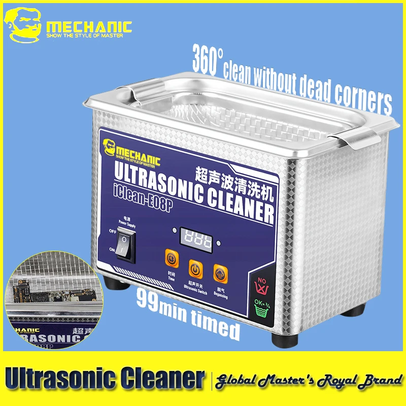 MECHANIC iClean-E08P Ultraschall Reiniger 50W 0,8 L Hochfrequenz Reinigung Maschine Für Motherboard Objektiv Telefon Reparatur Waschen Werkzeuge Image