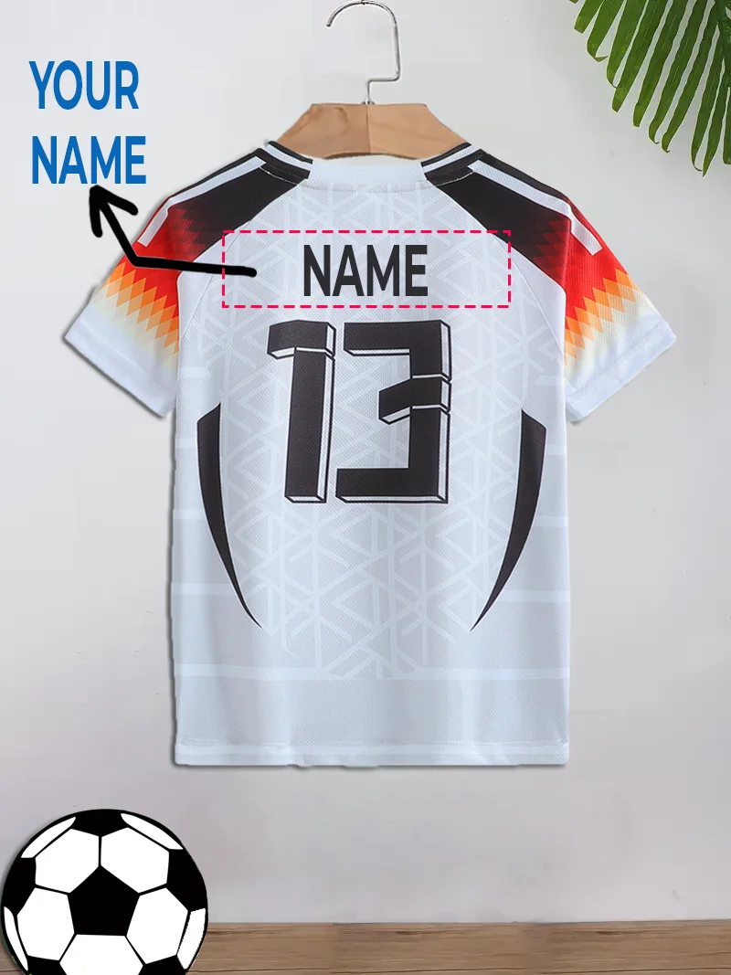 Lässiges Sport-Fußballoberteil für Kinder, fester Nummer 13, individueller Name, geeignet für Fußballsportarten, Alltagskleidung, Kinder-T-Shirt Image