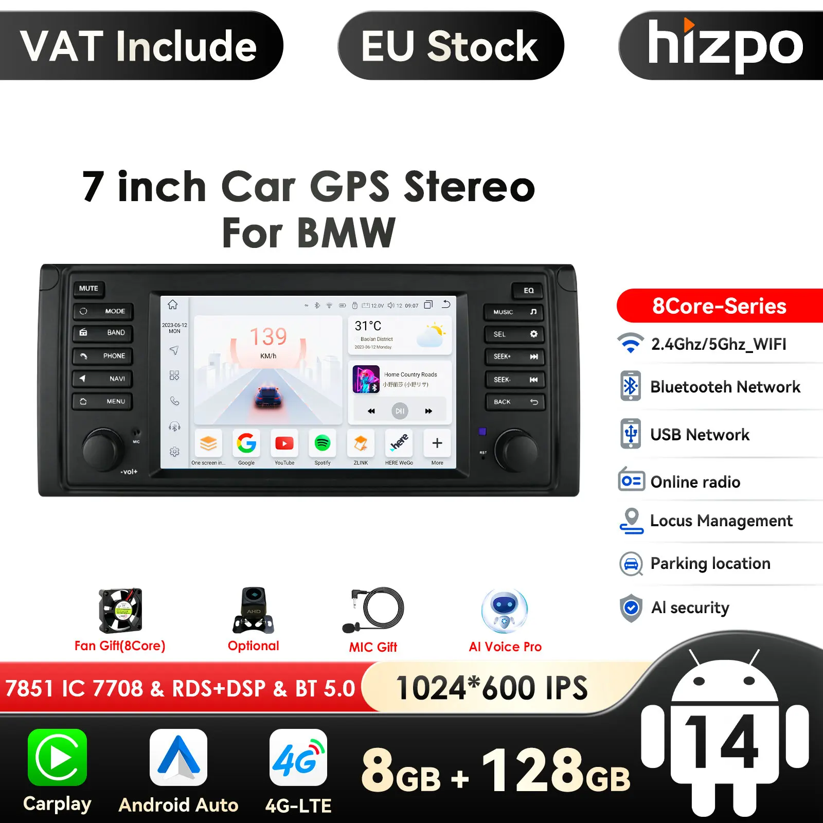 Intelligenter Bildschirm 2din Android Autoradio Multimedia-Video-Player für BMW 5er E39 1996 M5 2000x5 E53 GPS Nav Carplay 4G BT Image