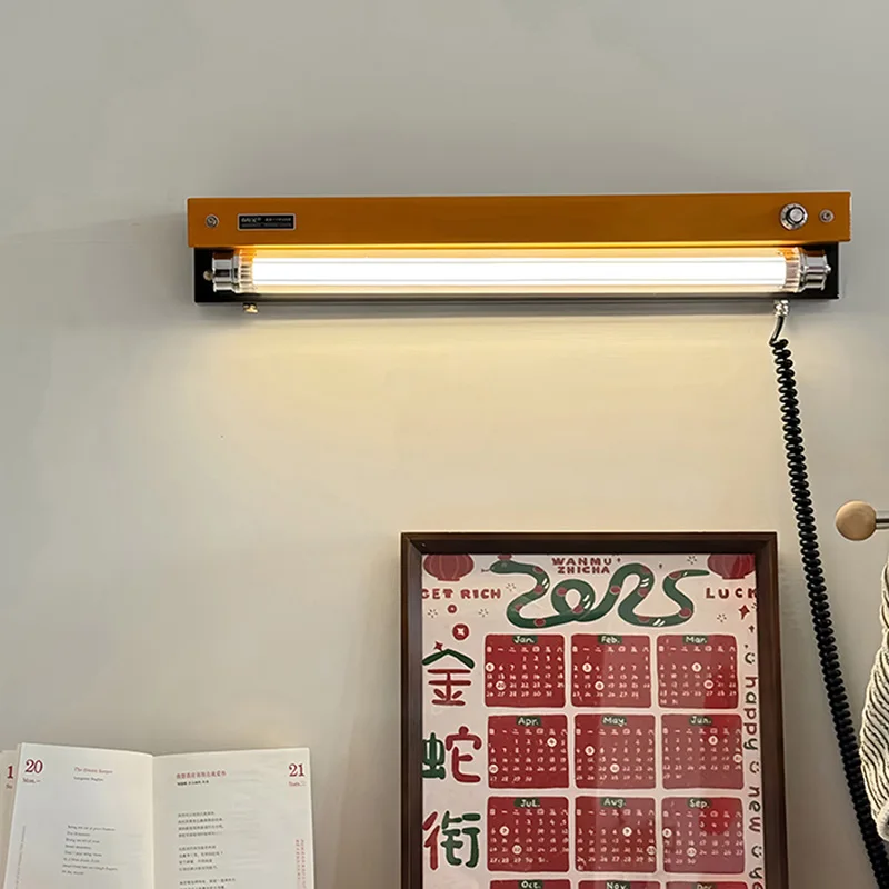 Vintage-Wandleuchten, nostalgische orangefarbene Lampe, Schalter, dimmbar, Nachttisch-Wandkunst, Licht, Umgebungslicht für Wohnzimmer, Flur, Wandleuchte