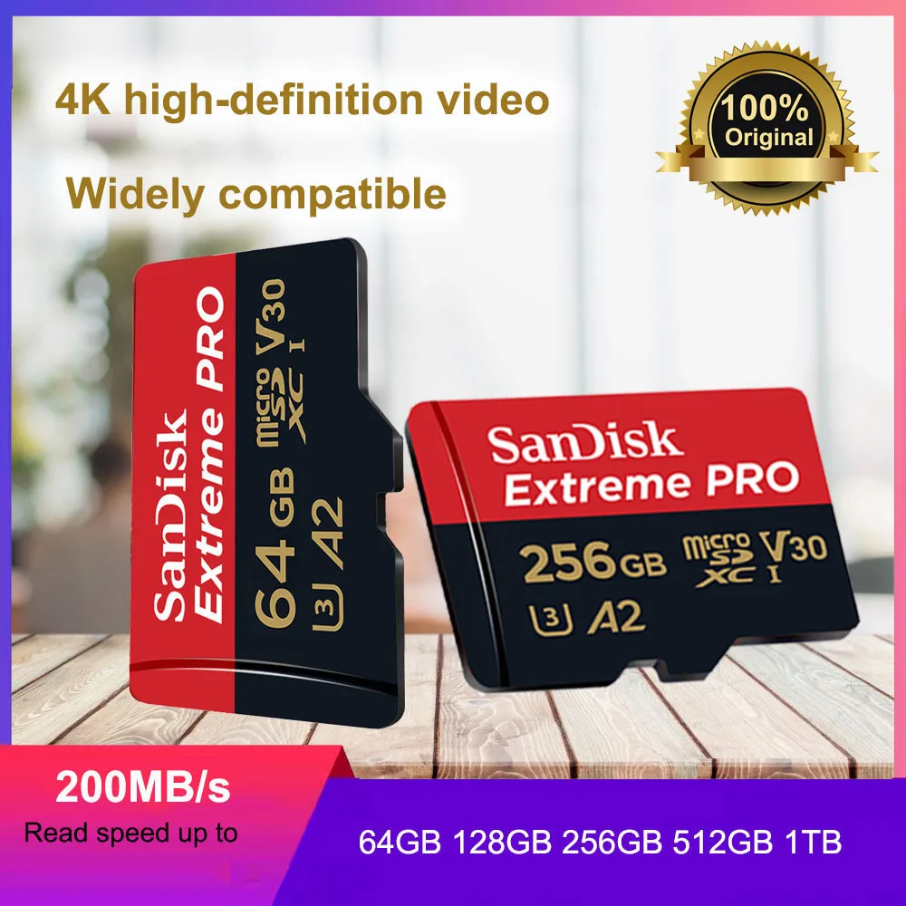 SanDisk Extreme PRO microSDXC UHS-I-KARTE 64 GB 128 G 256 G 512 GB 1 TB Speicherkarte TF-Karte C10 V30 U3 4K UHD für Action-Kameras Drohne Image