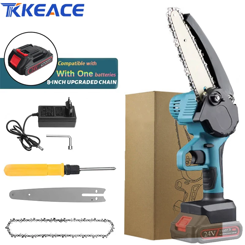 TKKEACE 3000 W 8 Zoll Mini Elektrische Kettensäge Beschneiden Kettensäge Holzbearbeitung Garten Trimmen Säge High Power Werkzeuge Für 24 V Batterie Image