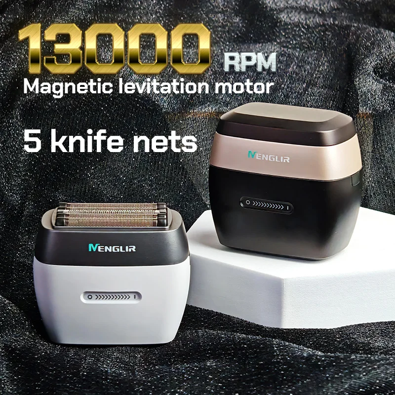 Professioneller elektrischer Haarschneider, Haarschneider, 13.000 U/min, Herrenrasierer, 5-Klingen-Messernetz, 1600 mAh, Mini-Rasierer, IPX6, wasserdicht Image