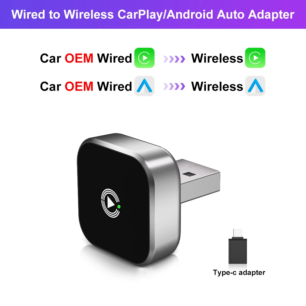 FLIXIVI Car Play Auto Wireless CarPlay Android Auto Adapter Plug and Play für VW Toyota Nissan Honda Ford Benz verkabelt nach kabellos Image