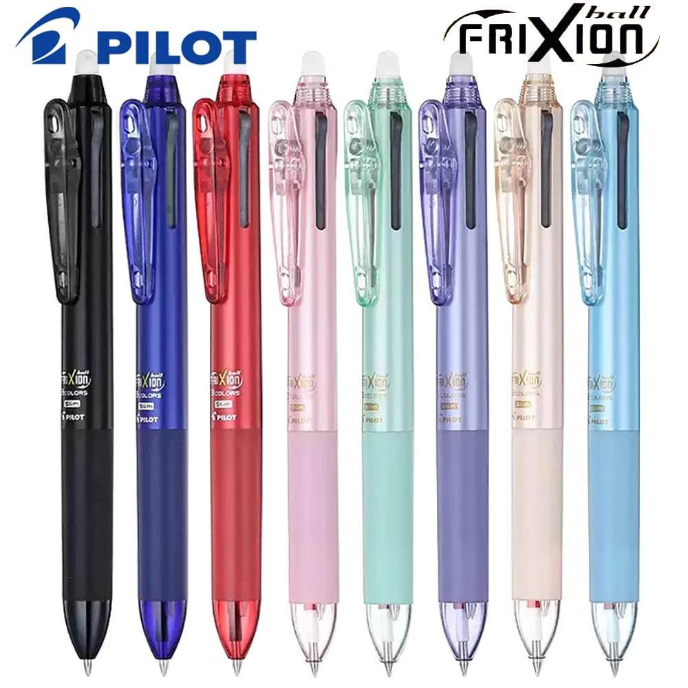 Japan PILOT 3 Farben Frixion Löschbarer Stift Multifunktionsstift LKFB-60EF Schnell trocknendes, glattes Briefpapier 0,5/0,38 mm Schulbedarf Image