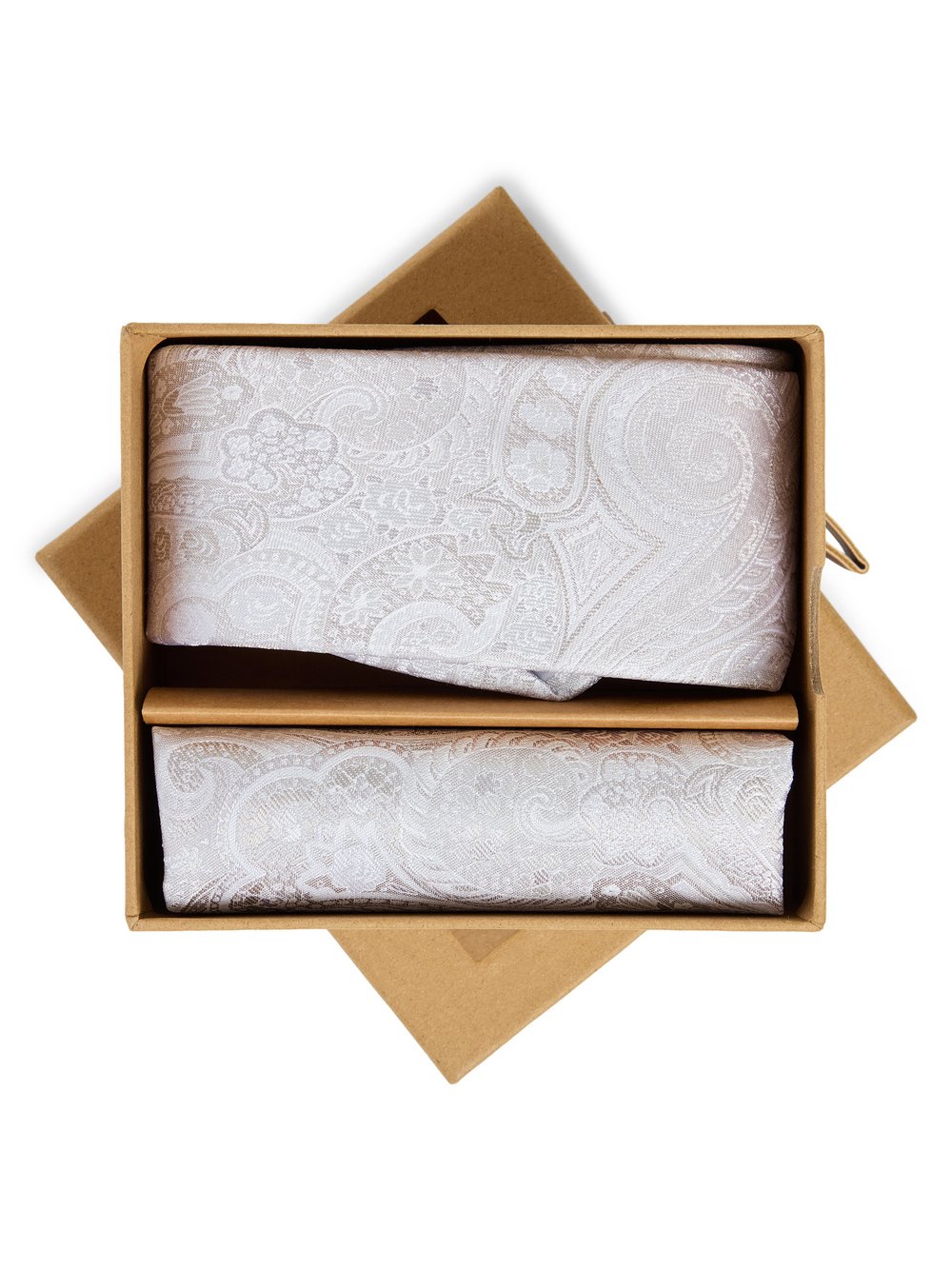 Finshley & Harding London Krawatte und Einstecktuch aus Seide Herren beige, ONE SIZE Image