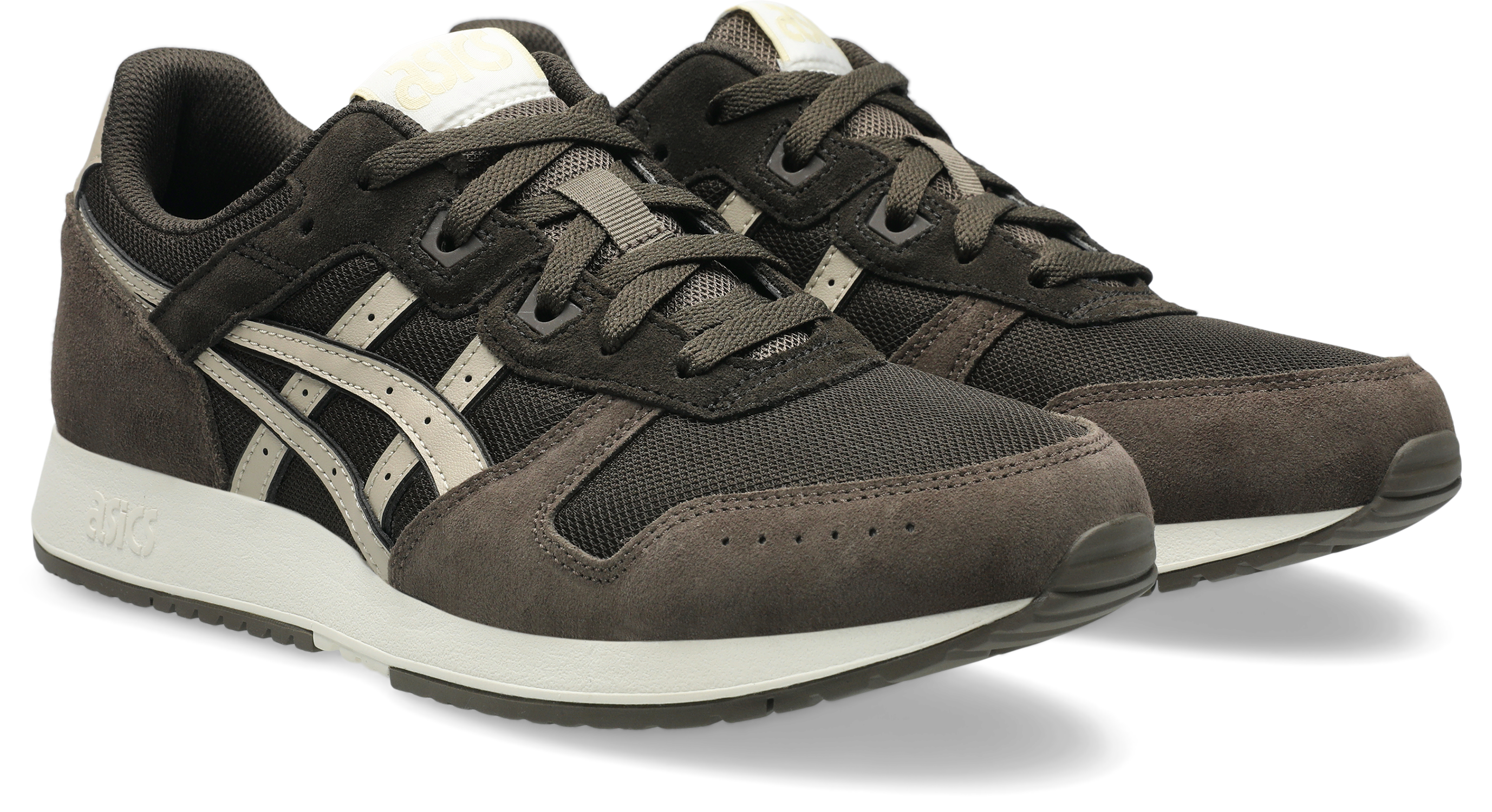 Sneaker ASICS SPORTSTYLE "LYTE CLASSIC", Damen, Gr. 44,5, schwarz coffee, feather grau, Textil, Schuhe Sneaker