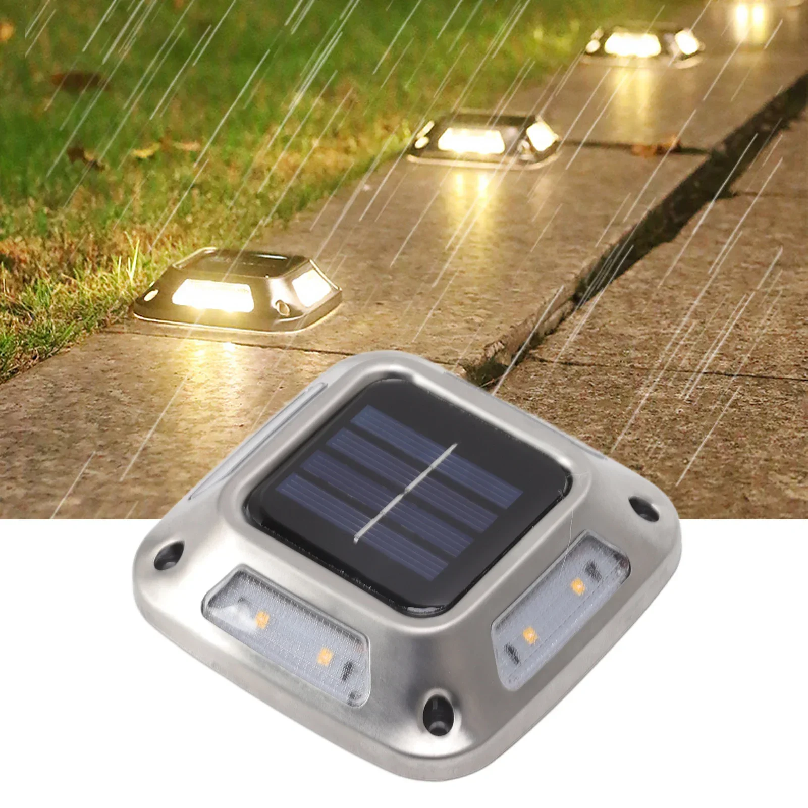 1 pièces 8 LED s lumière solaire au sol lumière solaire étanche lumière chaude lampe de jardin solaire cour extérieures allée marqueur lumière