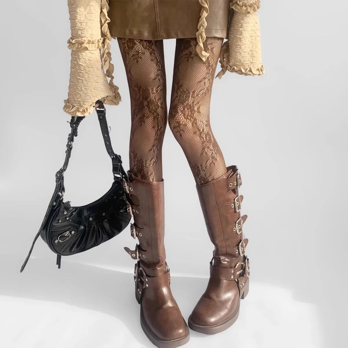 1 Paar sexy Spitzen-Overknee-Strümpfe mit Blumenmuster, Lolita-Stil, süße Mädchen, Punk-Stil, florale Strumpfhosen, bunte Overknee-Strümpfe Image
