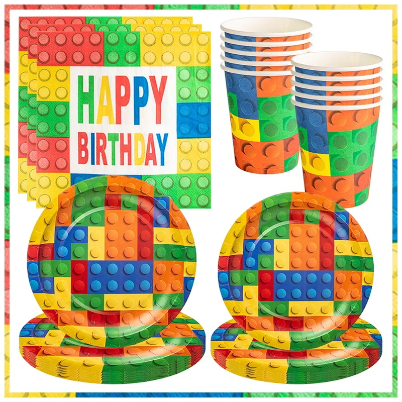 Baustein Thema Geburtstag Ballon Bunte Baustein Alles Gute zum Geburtstag Party Gefälligkeiten Liefert Party Dekoration Deco Kit Kind Image