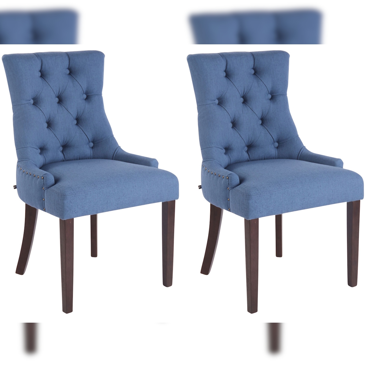 Proregal CHEFGASTRO 2er Set Esszimmerstuhl RIO DE JANEIRO Stoff antik HxBxT 92x55x58cm Stoff Blau Küchenstuhl Image