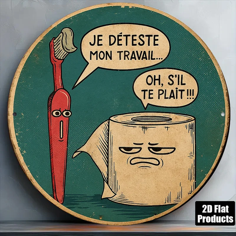 1 Vintage-Dekoschild mit dem Thema „Ich hasse meine Arbeit“, ein humorvolles Büro-Dekoschild Image