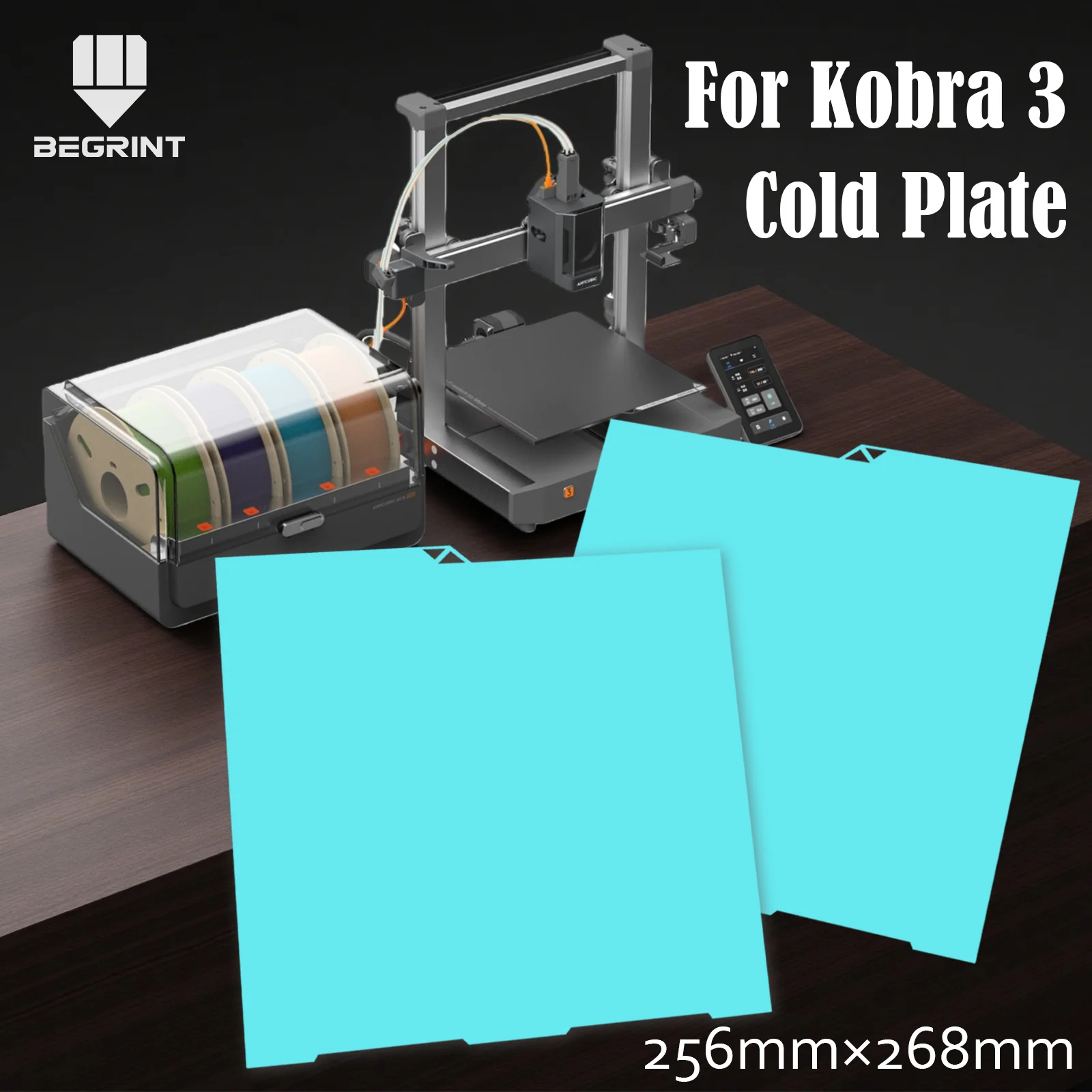 Für Anycubic Kobra 3 Combo Bauplatte 256x268 Federstahlblech Für Anycubic Kobra 3 V3 Combo/ Kobra 3 V2 Glacier Kaltplatte Image