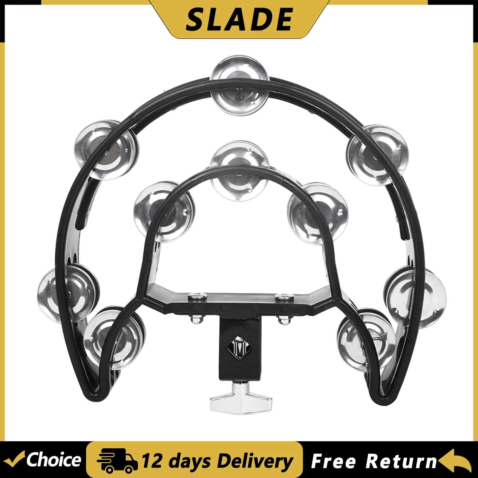 SLADE Tamburin Jazz Drum Double Layer Handbells Metallglockenringe ABS Orff Percussion Instruments Jazz Drums Percussion Bell Image