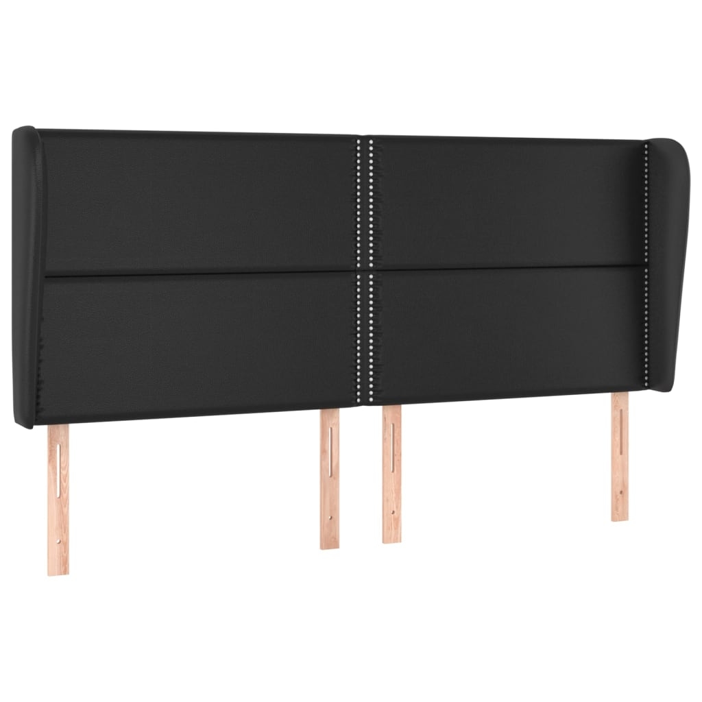 vidaXL Kopfteil mit Ohren Schwarz 203x23x118/128 cm Kunstleder Image