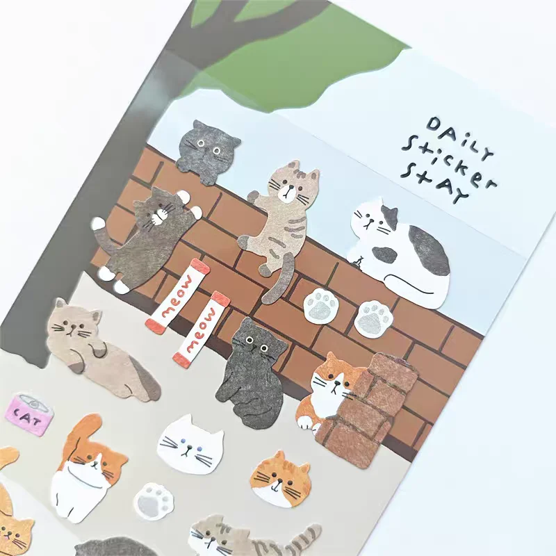 Koreanische Import BONITO Nette Streunende Katze Papier Aufkleber Scrapbooking Diy Journal Schreibwaren Aufkleber Schule Geschenk B6147 Image