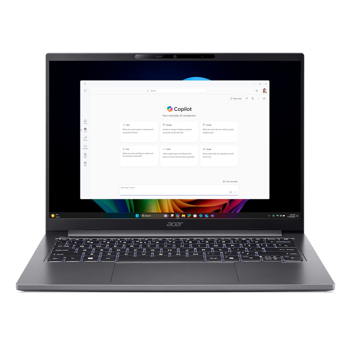 Acer TravelMate X4 (Steel Gray, 14" WUXGA, Intel® Core™ Ultra 7 258V, 32 GB RAM, 500 GB SSD) mit Windows 11 Pro & Office 2024 Pro Image