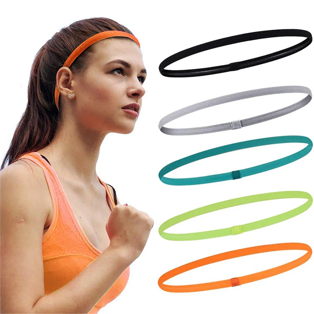 Klassische Elastische Silikon Sport Stirnbänder Sommer Unisex Anti-Slip Schweißband Candy Farbe Frauen Männer Gym Yoga Haar Bands Image