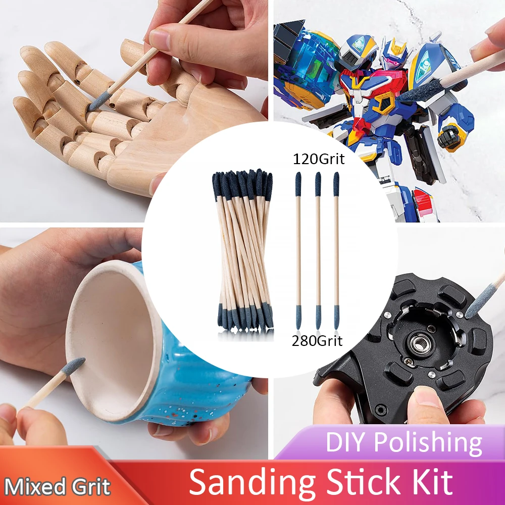 Doppelseitige Schleifstäbchen mit 120/280er Körnung für Feine Details und Kleine Löcher, Polieren für Modelle, Holz, Metall Image