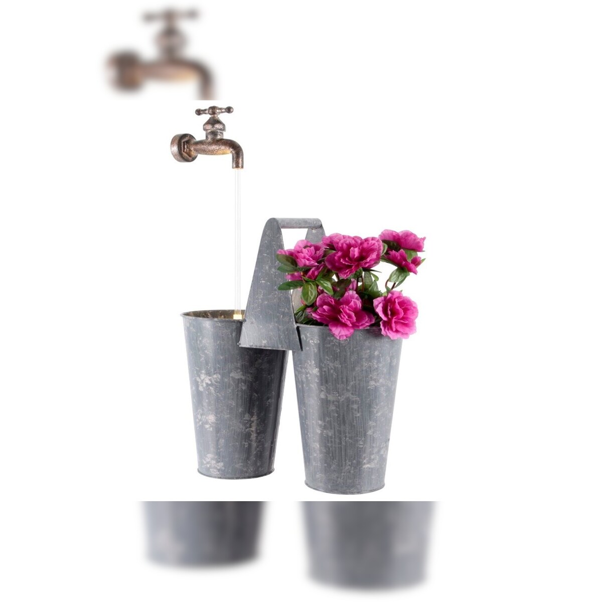 LED Zink Brunnen Topf B/L/H 30x15x57 grau Image