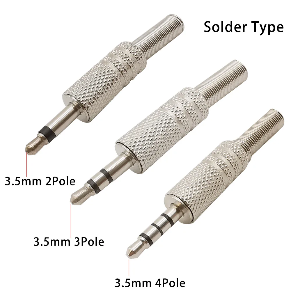 5Pcs Metall Reparatur 3,5mm Männlichen Kopfhörer Stecker Mono Stereo Audio Solder Kabel Stecker 3,5 2Pole 3Pole 4Pole Kopfhörer Jack Adapter Image