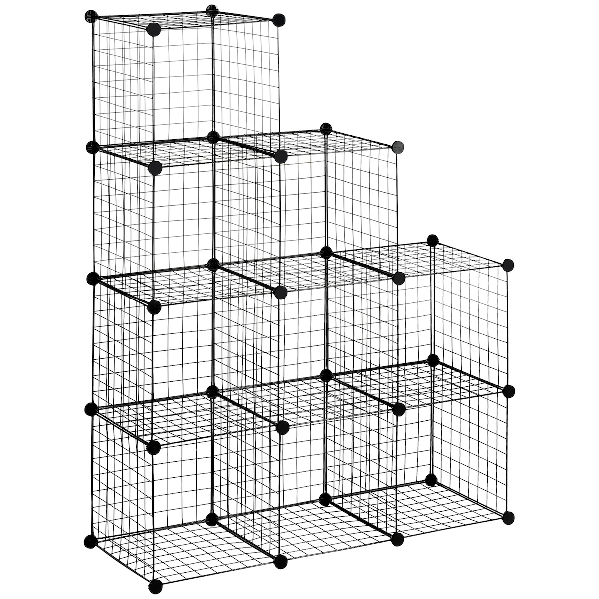MODFU Steckregal Regalsystem Metall Schwarz 105x105x35 cm modular mit 6 Würfeln und ABS Verbindern offen und platzsparend für Wohnen Büro Image