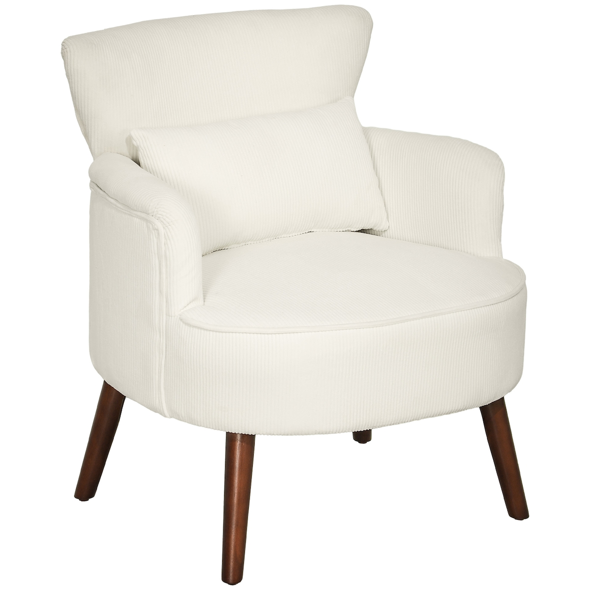 OKWISH Sessel Polstersessel Loungesessel Cremeweiß 69x70x78 cm mit Flügelrücken, abgerundeten Armlehnen, Holzbeinen, Lendenkissen, bequem Image