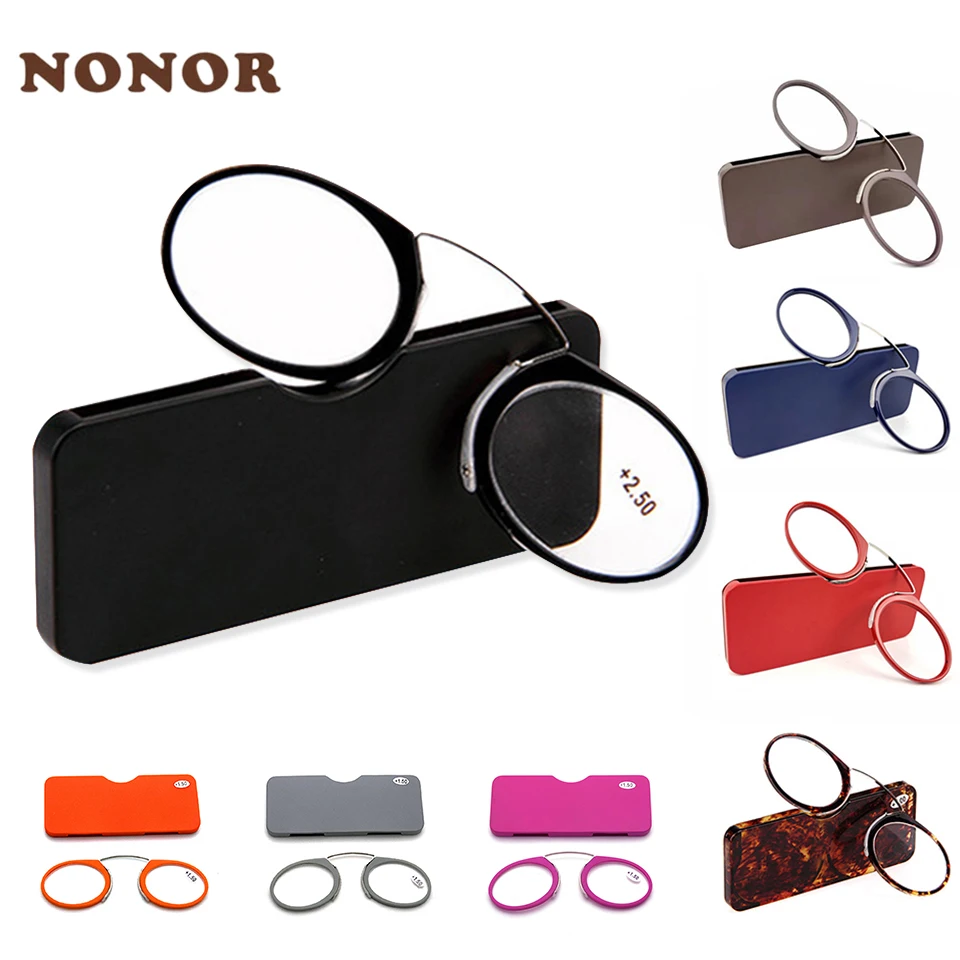 NONOR TR Clip Nose Bridge Mini-Lesebrille 1,0 bis 3,5 Tragbare Presbyopie-Brille mit Etui Image