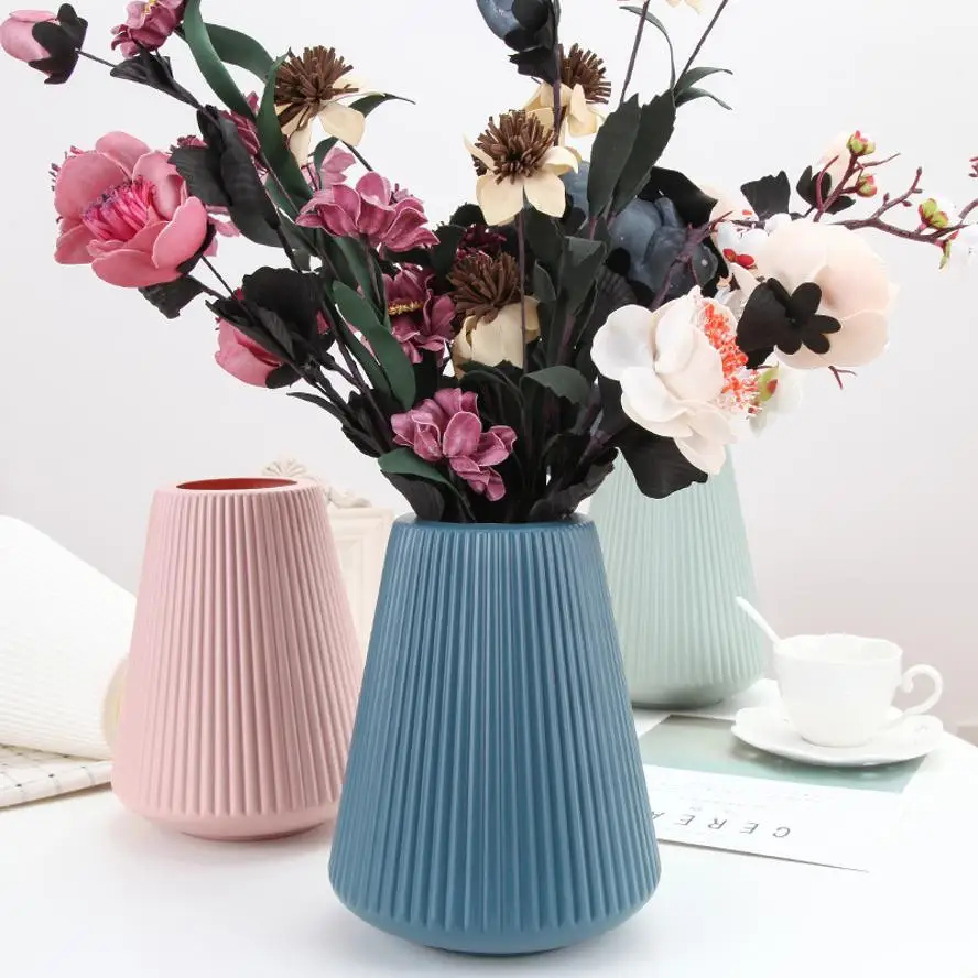 Nordische kreative Vase Wohnkultur Blumenvasen für Häuser nass und trocken Pflanzer Schreibtisch Dekoration Nachahmung Keramik Kunststoff Handwerk Image