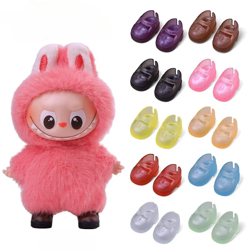 Für Mini Labubu 4.0 The Monsters Pin for Love Serie Schuhe für 10cm Labubu Puppe Schuhe Kurze Regenstiefel Spielzeugzubehör