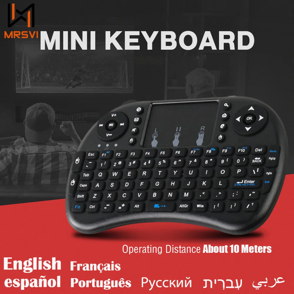 i8 Mini Wireless Tastatur 2,4G Handheld Touch Classic Schwarz Französisch Spanisch Russisch Air Mouse Spiel Tastatur für Android TV Box PC Image