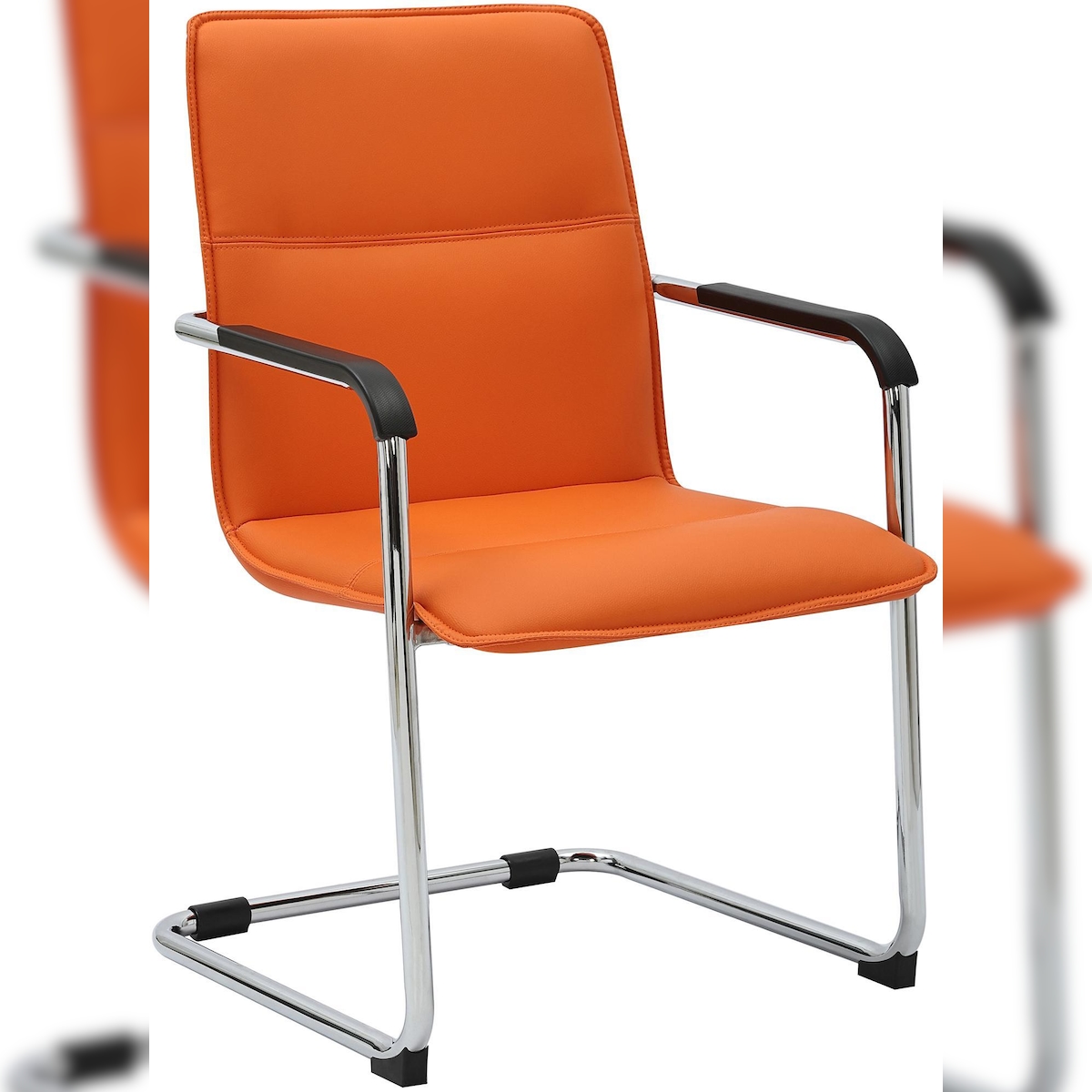 PROREGAL Besucherstuhl SAN SEBASTIAN HxBxT 92x57x59cm Kunstleder Orange Konferenzstuhl Image