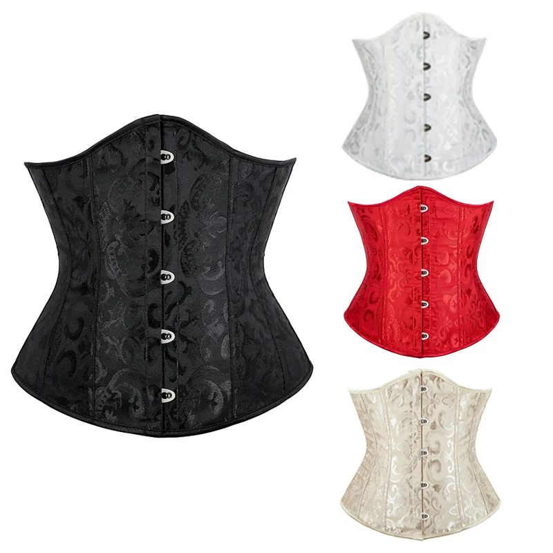 Sexy Gothic Satin Unterbrust Korsett Für Frauen Mieder Taille Cincher Abnehmen Bbody Vintage Bustier Shaper Korsett Image