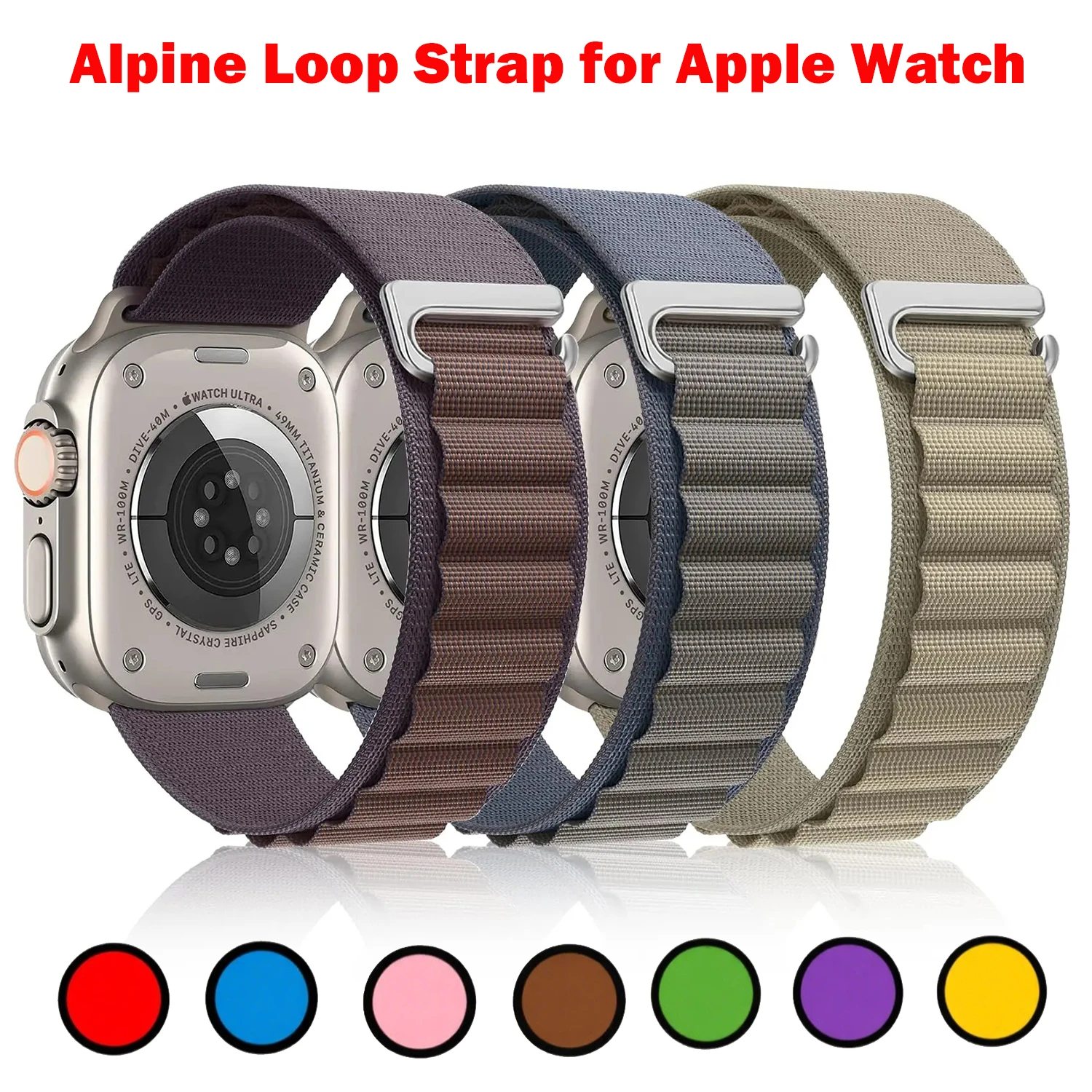 Alpine Loop Strap für Apple Watch Band 46 mm 49 mm 45 mm 44 mm 38 mm 40 42 mm Nylonarmbänder iWatch Serie 11 10 9 8 7 6 5 SE3 Ultra Image