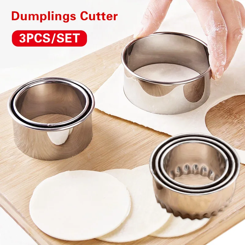 3Pcs Edelstahl Teig Cutter Knödel Formen Runde Cookie Keks Schneider Kreis Gebäck Schneider Backen Kreis Ring Formen Image