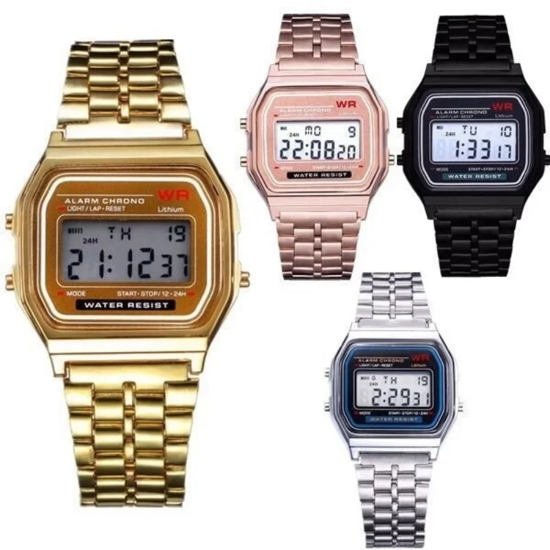 Frauen Männer Uhr Gold Silber Vintage LED Digital Sport Militär Armbanduhren Elektronische Digitale Geschenk Geschenk Männlich Förderung Image