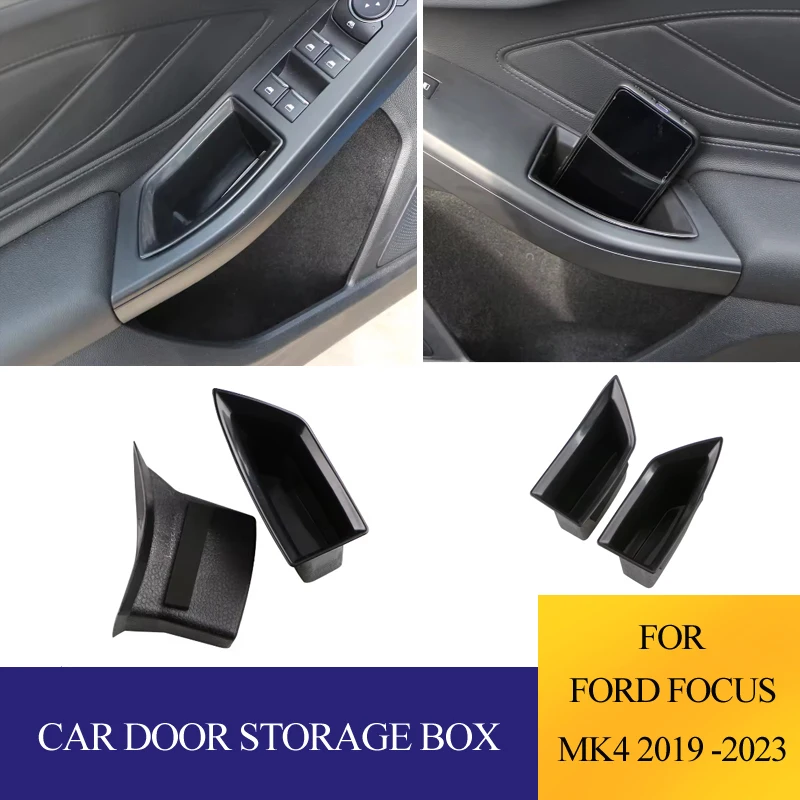 Auto Tür Lagerung Box Für Ford Focus Mk4 2019-2024 ST ABS Armlehne Lagerung Platte Halter Container Organizer zubehör Image